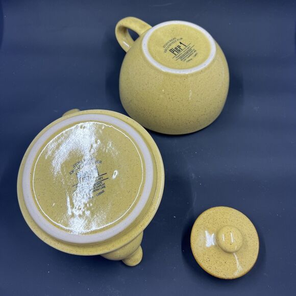 Pier 1 Teapot Teacup 3 Piece Stoneware Set for One Tea Pot & Tea Cup Set gold - Picture 10 of 11